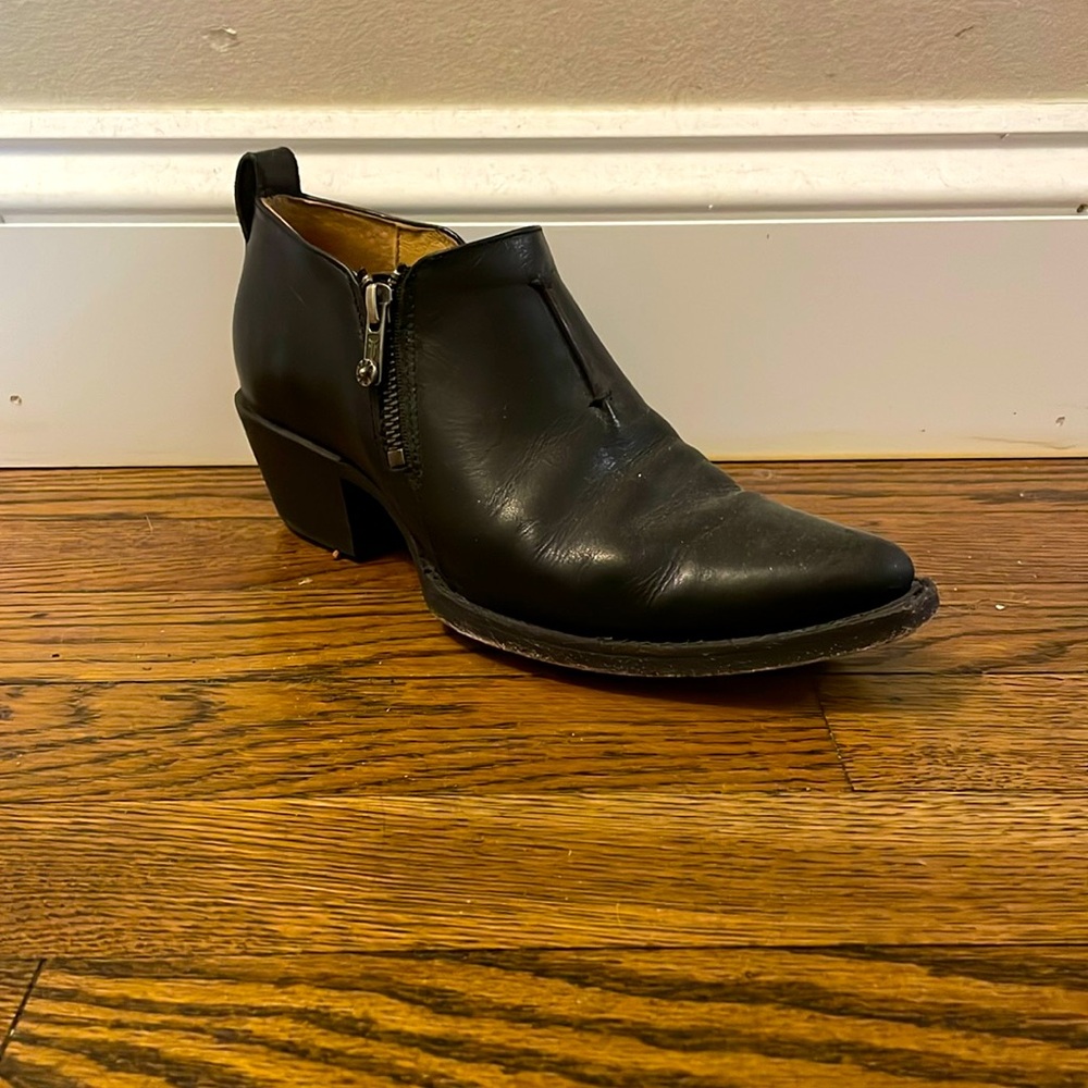 Frye black leather ankle boots